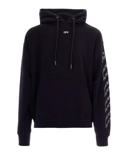 Off-white Felpa Chain Araldic Arrow Skate Hoodie In Blue