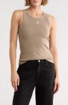 Off-white Fitted Ribbed Crop Tank In Multi