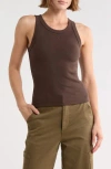 Off-white Fitted Ribbed Crop Tank In Brown