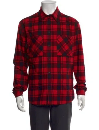 Pre-owned Off-white Flannel Plaid Print Shirt In Red