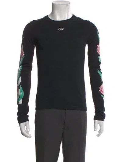 Pre-owned Off-white Floral Diagonals Graphic Print T-shirt In Black