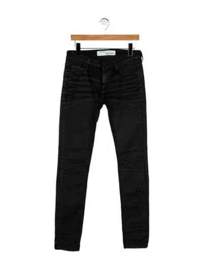 Pre-owned Off-white Floral Diagonals Skinny Leg Jeans In Black