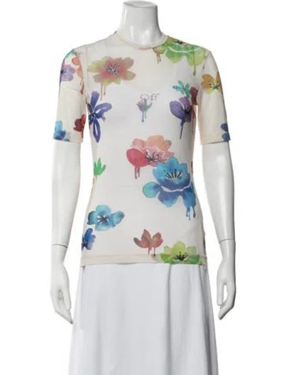 Pre-owned Off-white Floral Floral Print Top In White