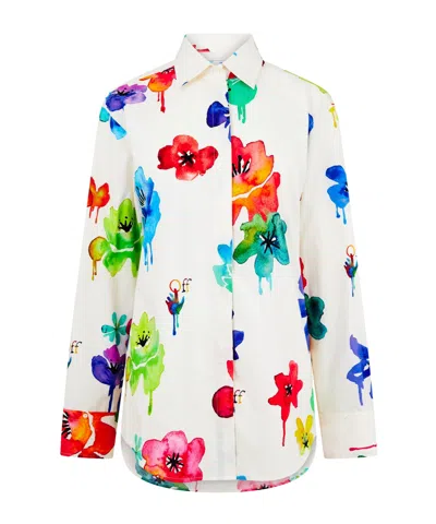 Off-white Floral Pop Zip Shirt In White