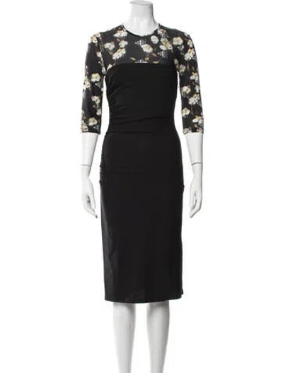 Pre-owned Off-white Floral Print Knee-length Dress In Black