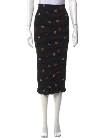 Pre-owned Off-white Floral Print Midi Length Skirt In Black