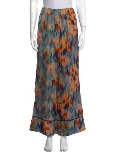 Pre-owned Off-white Floral Print Wide Leg Pants In Blue