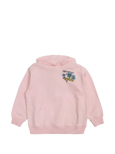 Off-white Kids' Floral-detail Hoodie In Brown