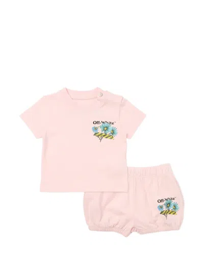 Off-white Baby Girls Daisy Tape Jersey Short Set In Pink