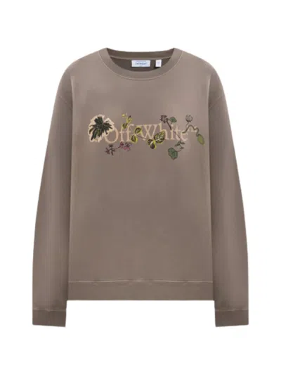 Off-white Floral-print Logo Sweatshirt In Brown