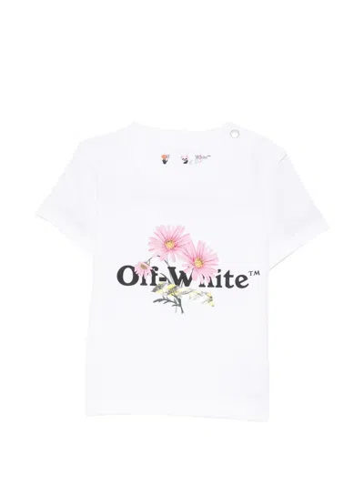 Off-white Babies' Floral-print Logo T-shirt In White