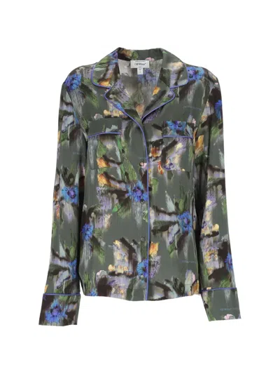 Off-white Floral-print Shirt In Green