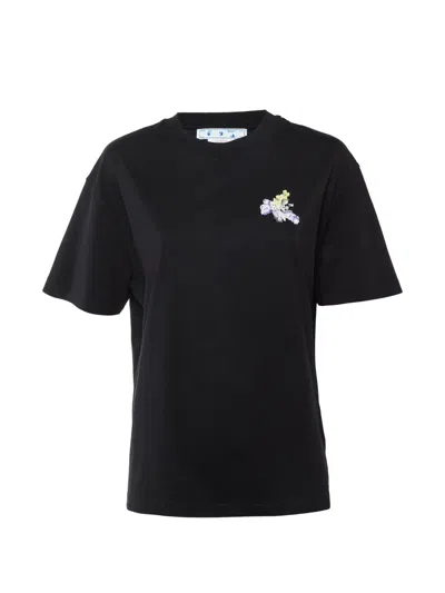 Pre-owned Off-white Floral-print T-shirt In Black
