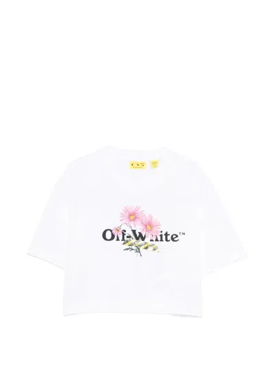 Off-white Kids' Floral-print T-shirt In White