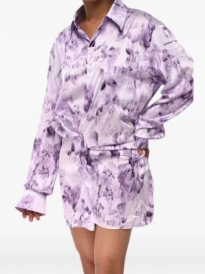 Off-white Floral-print Twisted-waist Mini Dress In Multi