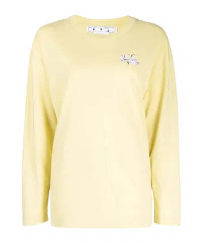 Off-white Flower Arrow Organic-cotton Sweatshirt In Yellow