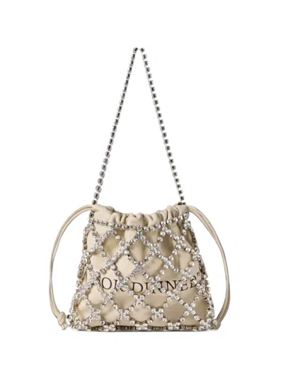 Off-white For Dinner Crystal-embellished Leather Shoulder Bag In Neutral