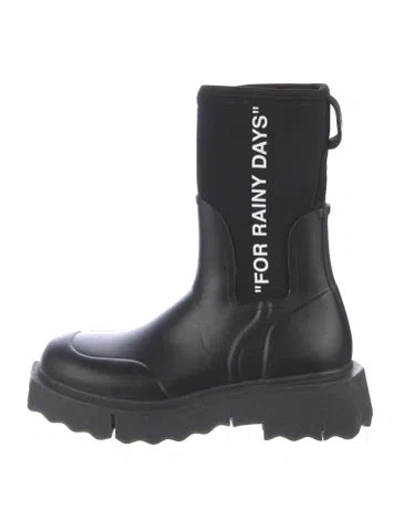 Pre-owned Off-white 'for Rainy Days' Rubber Rain Boots In Black