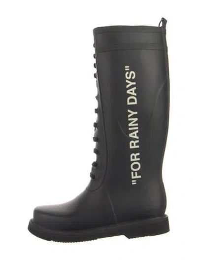 Pre-owned Off-white 'for Rainy Days' Rubber Rain Boots In Black