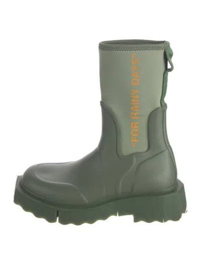 Pre-owned Off-white 'for Rainy Days' Rubber Rain Boots In Green
