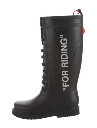 Pre-owned Off-white 'for Riding' Rubber Rain Boots In Black