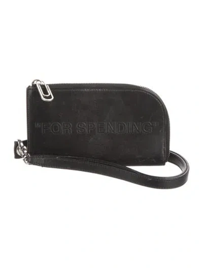 Pre-owned Off-white 'for Spending' Leather Wristlet In Black