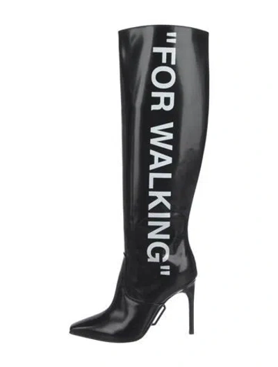 Pre-owned Off-white 'for Walking' Leather Boots In Black