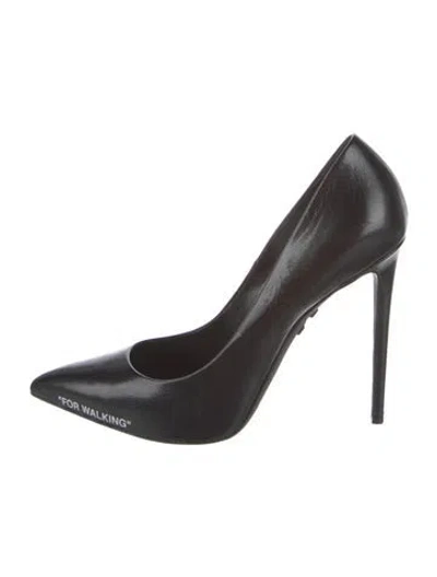 Pre-owned Off-white 'for Walking' Leather Pumps In Black