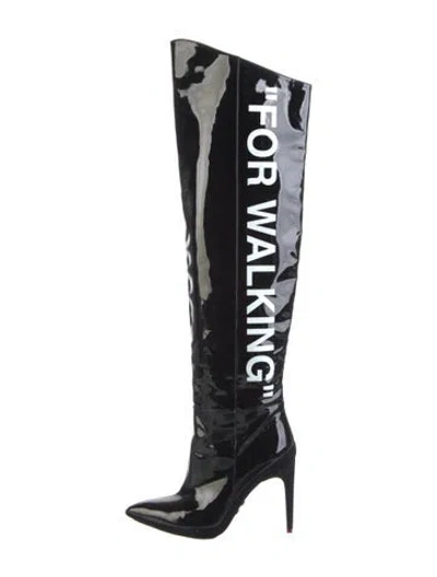 Pre-owned Off-white "for Walking: Patent Leather Boots In Black