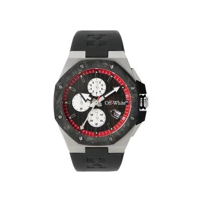 Pre-owned Off-white Frequency Chrono Leather Watch 'stainless Steel' | Silver | Men's Size Onesize