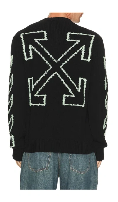 Off-white Fuzzy Knit Crew Neck Sweater In Black