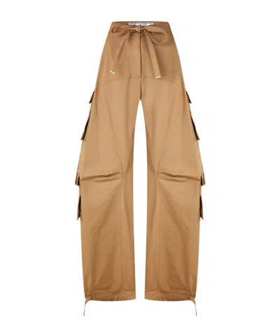Off-white Gabardine Cargo Trousers In Nude