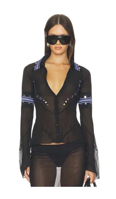Off-white Geo Mirror Rib Color Block Shirt In Black