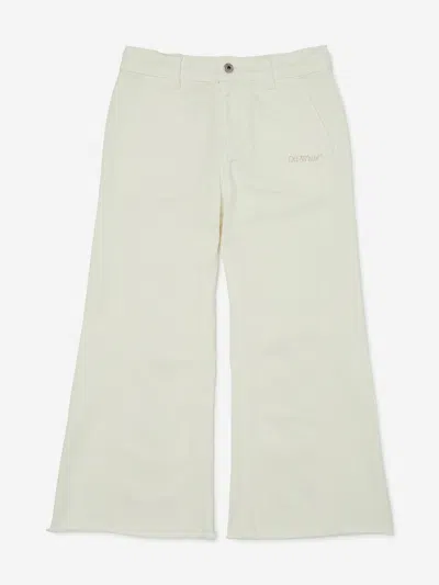 Off-white Kids'  Girls Bookish Diag Denim Jeans In Neutral