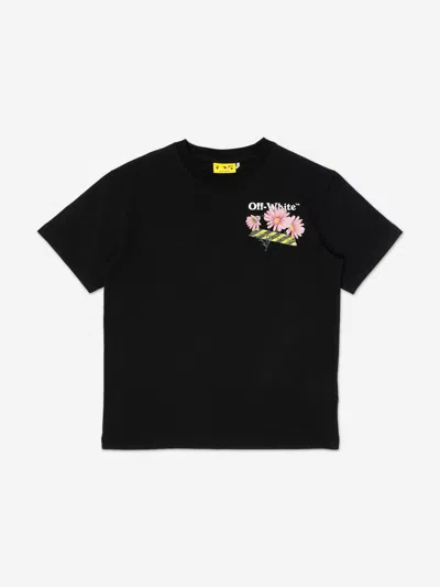 Off-white Babies'  Girls Daisy Tape T-shirt In Black