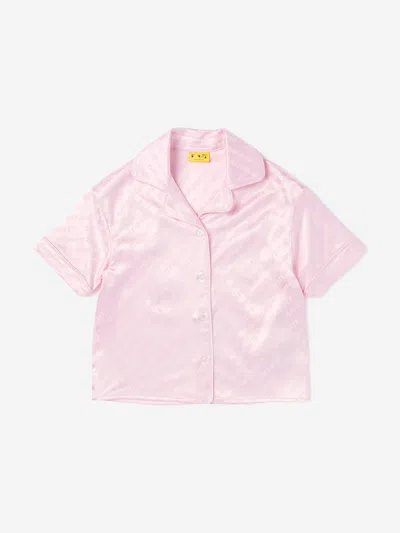 Off-white Kids'  Girls Jacquard Off Satin Shirt In Pink