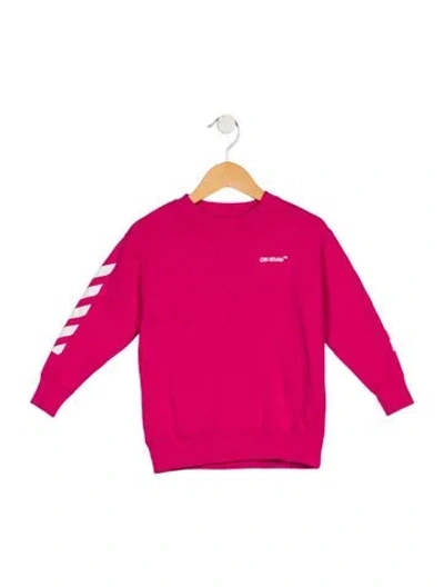Pre-owned Off-white Babies' Girls Signature Logo Crewneck Sweater In Pink