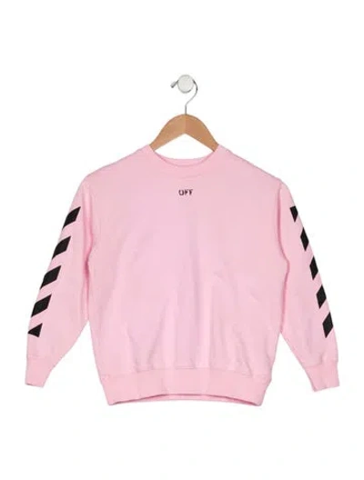Pre-owned Off-white Babies' Girls Signature Logo Crewneck Sweater W/tags In Pink