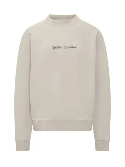 Off-white Giro Neck Logo Sweatshirt In Gold