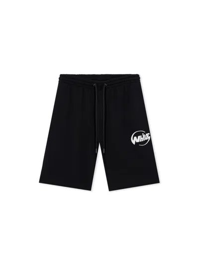 Off-white Globe Logo Shorts In Black