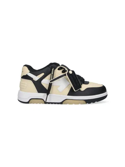 Off-white Glow-in-the-dark Leather Sneakers With Iconic Logo Details In Black