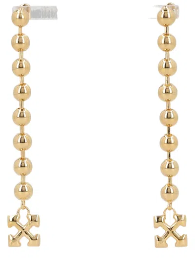 Off-white Gold Cross Charm Brass Earrings In Multi