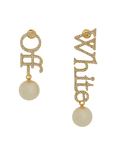 Off-white Gold-tone Brass Earrings With Signature  Script
