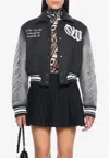 Off-white Gothic Class Varsity Bomber Jacket In Gray