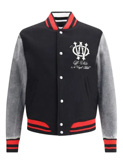 Off-white Gothic Wool Varsity Jckt In Gray