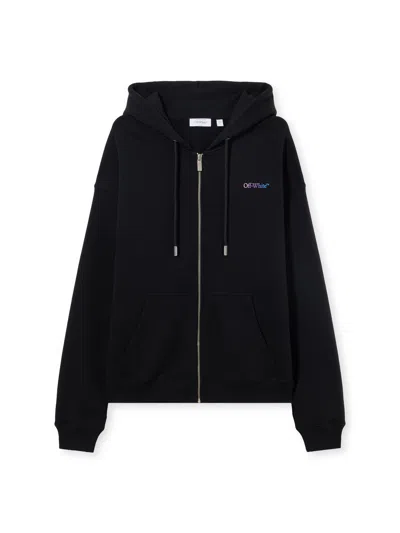 Off-white Gradient-logo Zip-up Hoodie In Black