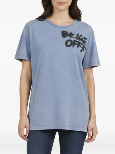Pre-owned Off-white Graffiti Print T-shirt In Blue