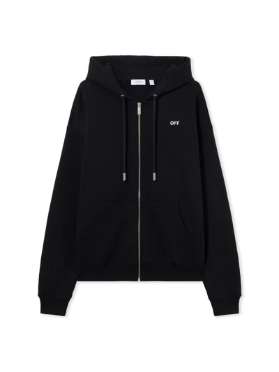 Off-white Graphic Full Zip Hoodie In Black