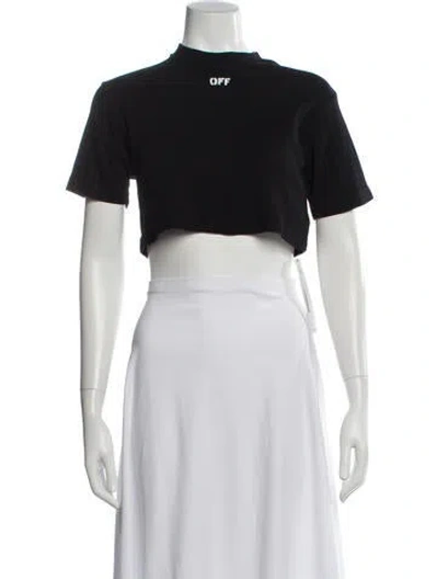 Pre-owned Off-white Graphic Print Crew Neck Crop Top In Black