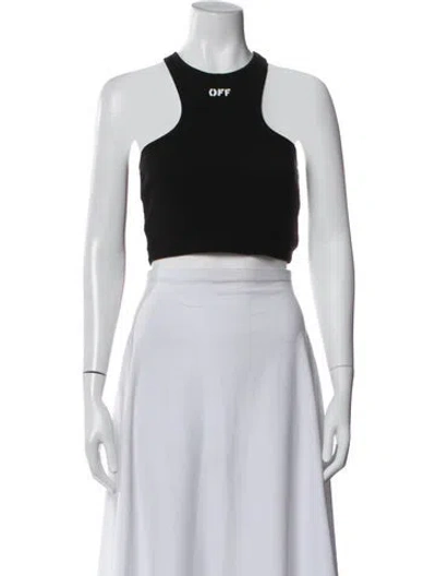 Pre-owned Off-white Graphic Print Crew Neck Crop Top In Black